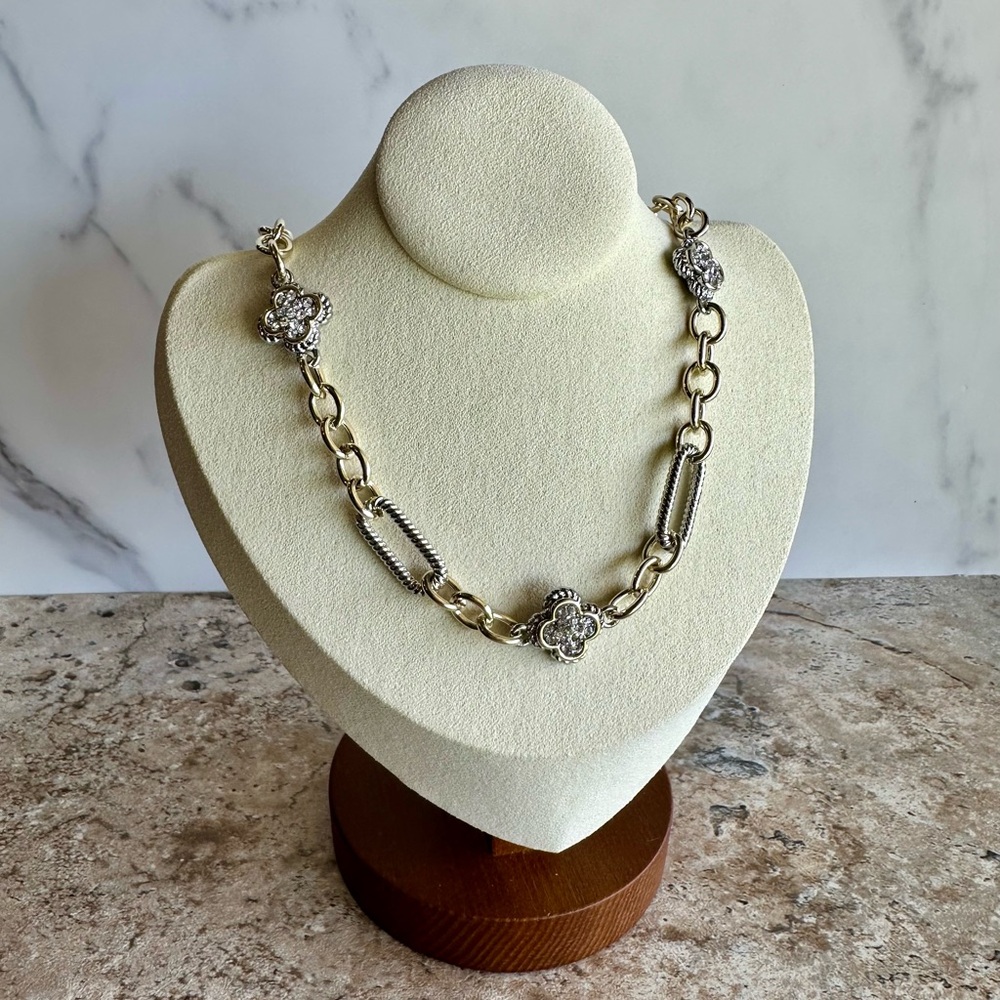 Elegant Silver and Gold Chain Necklace